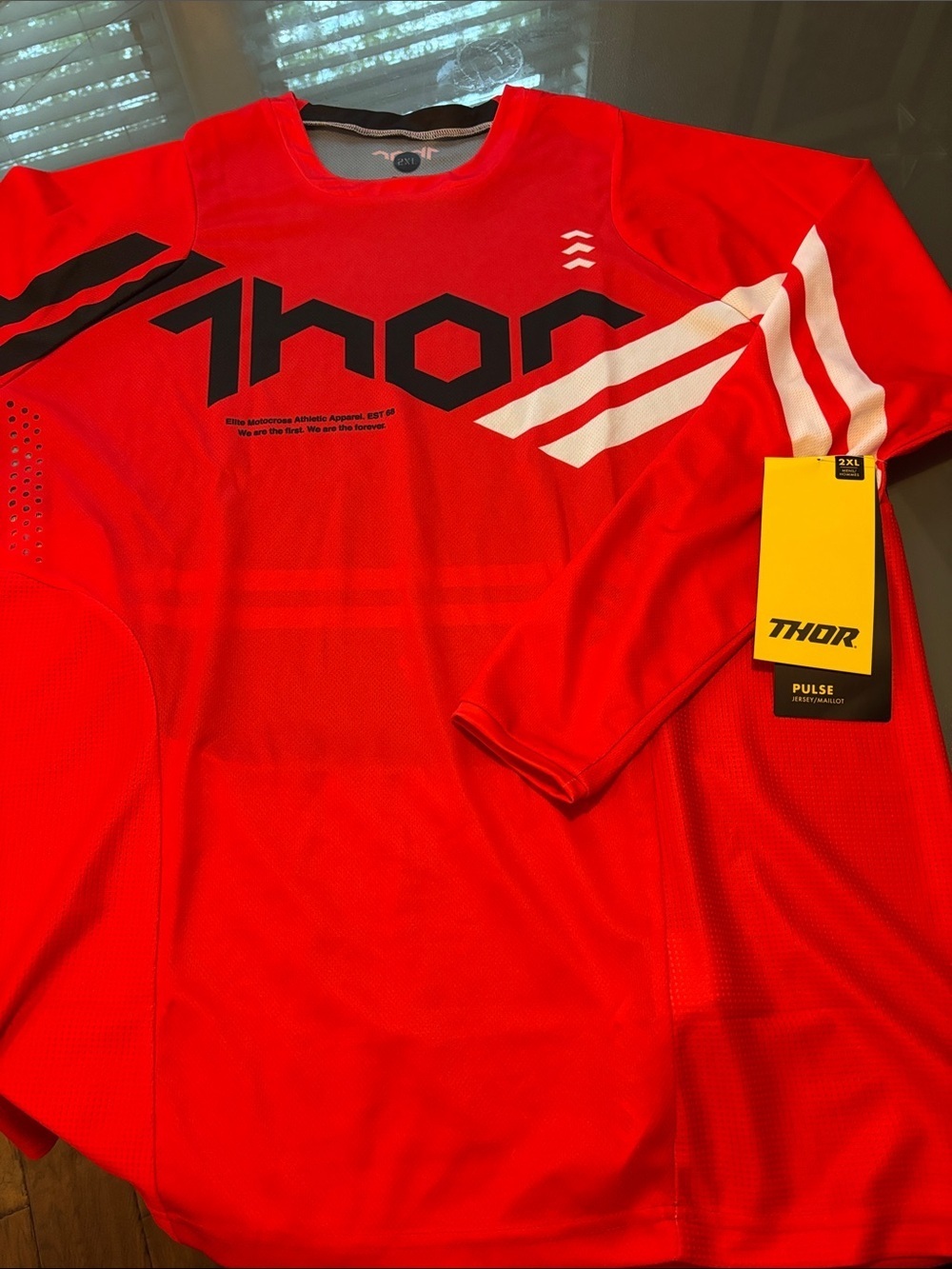 Thor Pulse Men's Long-Sleeve Jersey - Bright Red with White Accents